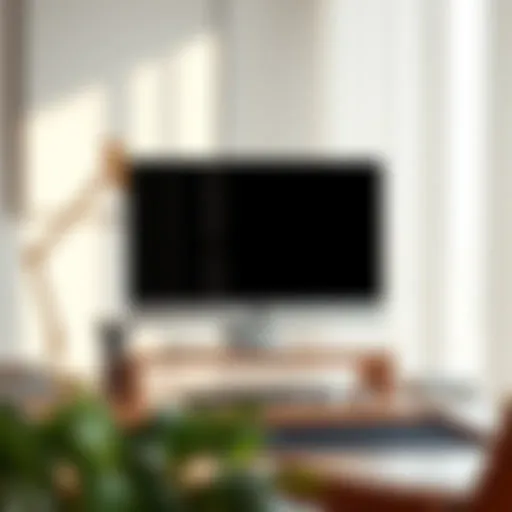 Elegant wooden monitor stand enhancing workspace aesthetics