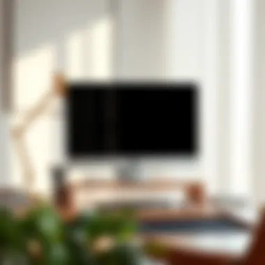 Elegant Design: A Wooden Monitor Stand Elegant wooden monitor stand enhancing workspace aesthetics