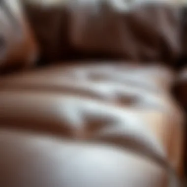 Close-up of leather texture and stitching detail