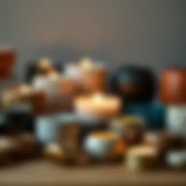 Material Diversity in Tea Light Holders Artistic display of various materials used in small tea light holders