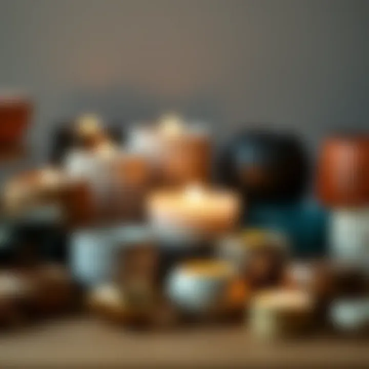 Material Diversity in Tea Light Holders Artistic display of various materials used in small tea light holders