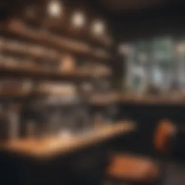 Cozy Café Ambiance with Barista Table Elegant small barista table in a cozy café setting
