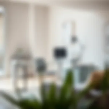 Elegant glass desk integrated into a minimalist home office