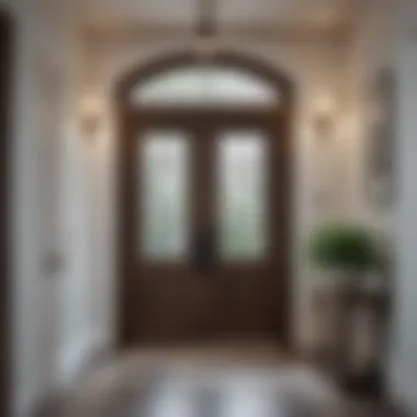 Stylish placement of large entry lights in a welcoming home environment