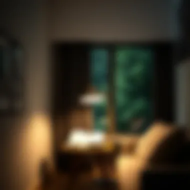 Minimalist Floor Lamp in Reading Nook Minimalist floor lamp illuminating a cozy reading nook