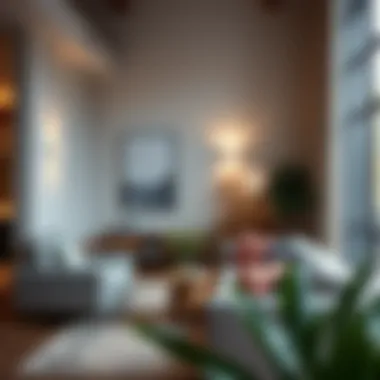 Warm Wall Sconces in Contemporary Living Room Soft wall sconces adding warmth to a contemporary living area