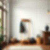 A Stylish Wooden Coat Stand Enhancing Modern Interiors Elegant wooden coat stand in a modern entryway