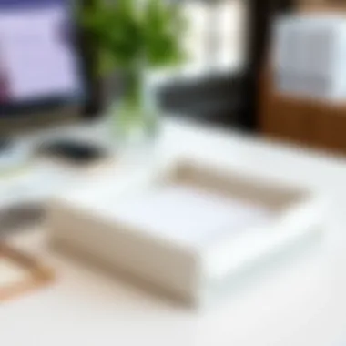 Minimalist letter tray with drawers on a clean desk promoting decluttering