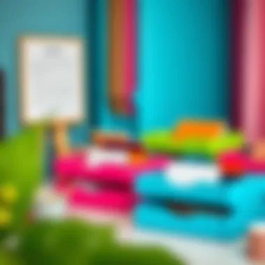 Letter trays with drawers in vibrant colors adding flair to workspace