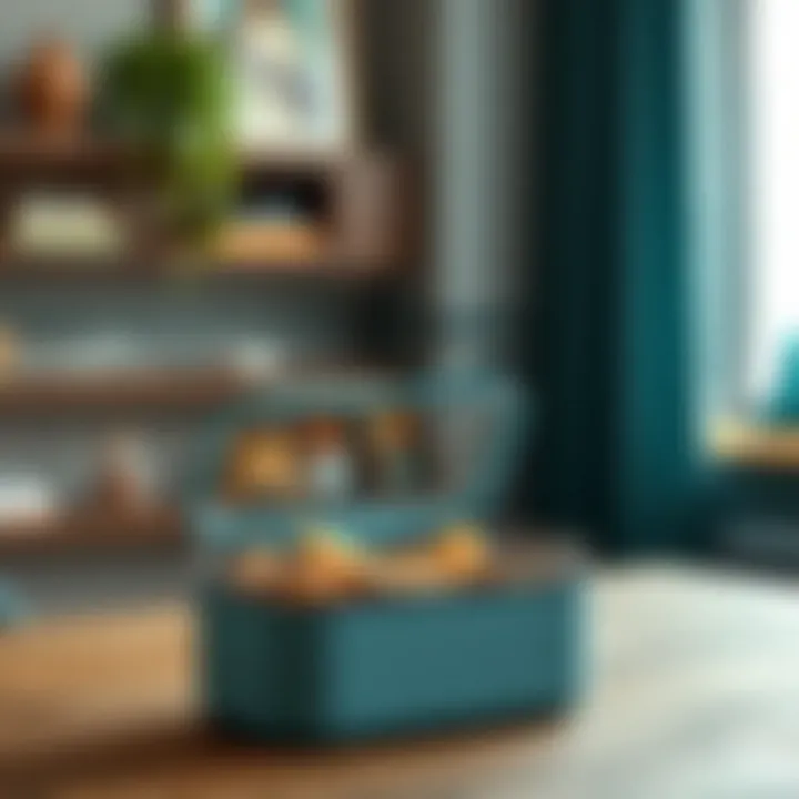 Stylish two-compartment container on a wooden table