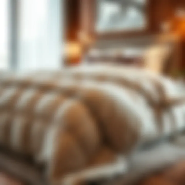 Luxurious thin king-size comforter displayed on a stylish bed