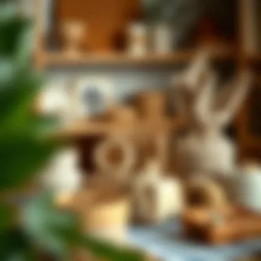 A collection of handmade craft items displayed on a table