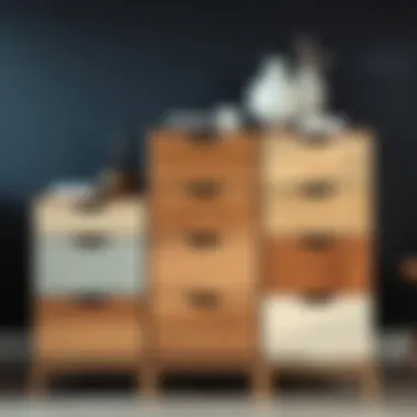 Twelve drawer storage solution showcasing various materials