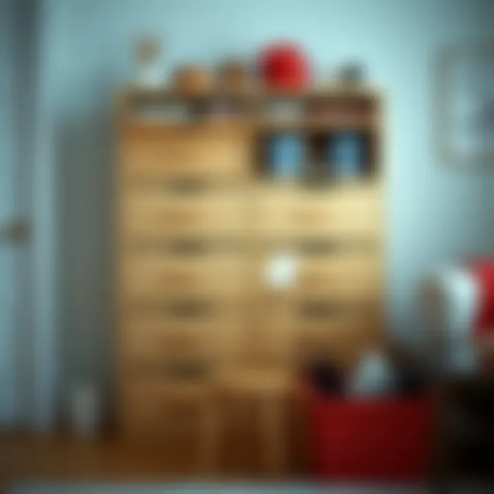 Organized twelve drawer unit filled with assorted items