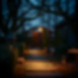 Elegant battery patio lantern illuminating a garden pathway at dusk