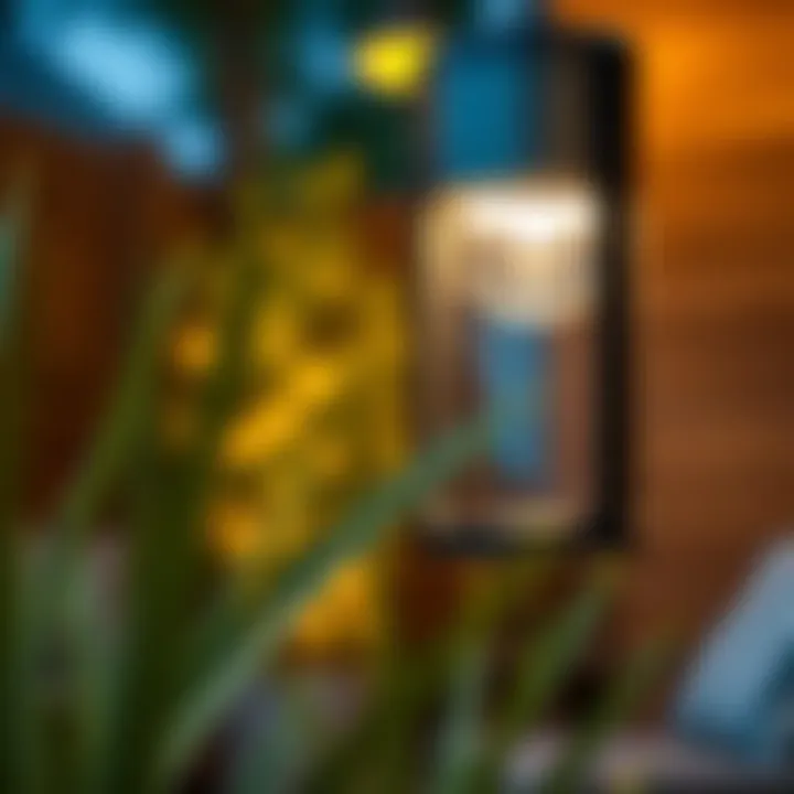 Close-up view of a modern battery patio lantern showcasing innovative design features
