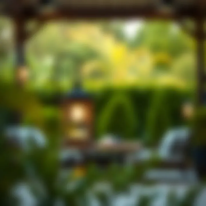 Battery patio lanterns in various designs enhancing a serene outdoor space