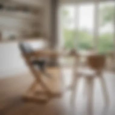 Ergonomically designed high chair with a wooden table