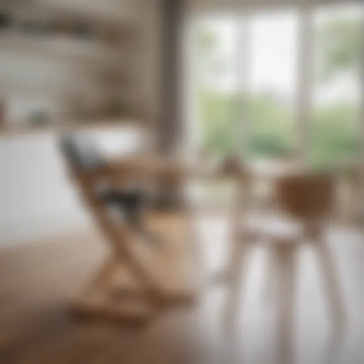 Ergonomically designed high chair with a wooden table