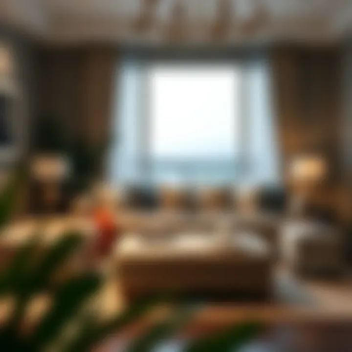 Elegant living room featuring a stylish ottoman