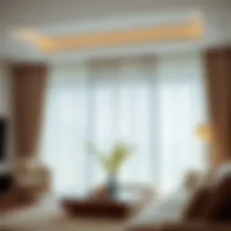 Elegant living room with sheer curtains defining space