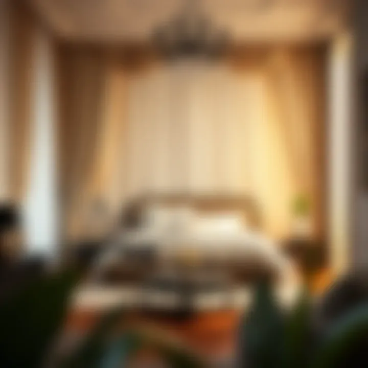 Luxurious Bedroom with Heavy Drapes Luxurious bedroom with heavy drapes creating an intimate atmosphere