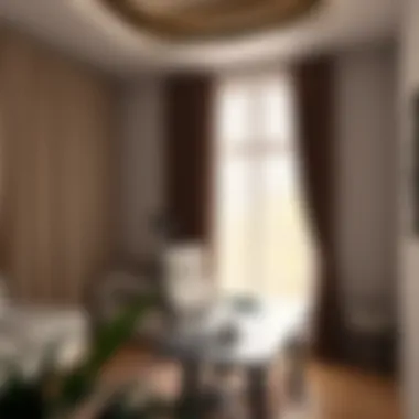 Modern Home Office with Stylish Curtains Modern home office with curtains for privacy and style