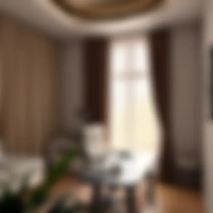 Modern Home Office with Stylish Curtains Modern home office with curtains for privacy and style