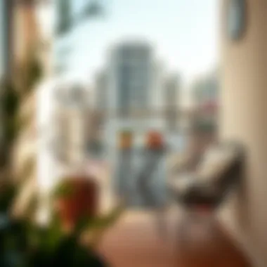 Chic fold-up table enhancing a small balcony space