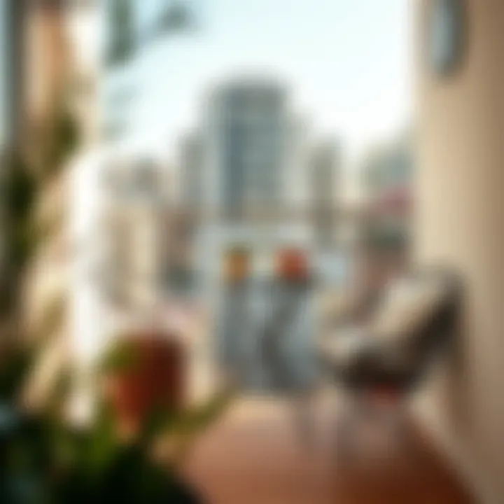 Chic fold-up table enhancing a small balcony space