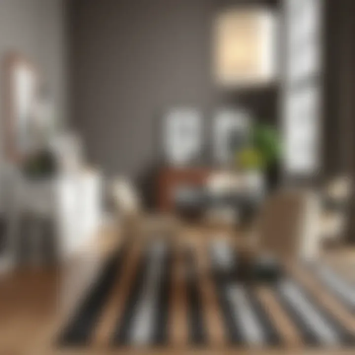 Sophisticated Dining Spaces with Vertical Striped Rugs Stylish vertical striped rug in a chic dining area