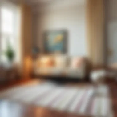 Creating Warmth with Vertical Striped Rugs Vertical striped rug enhancing a cozy reading nook