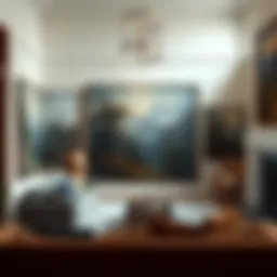 Elegant gallery showcasing large paintings
